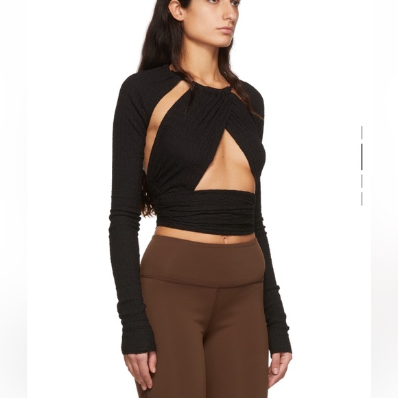 Danielle Guizio black long sleeve wrap top - Picture 5 of 7